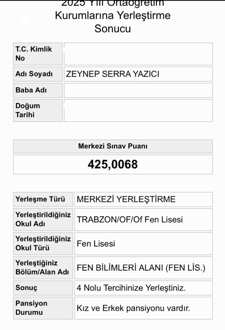 Zeynep Serra Yazıcı - LGS