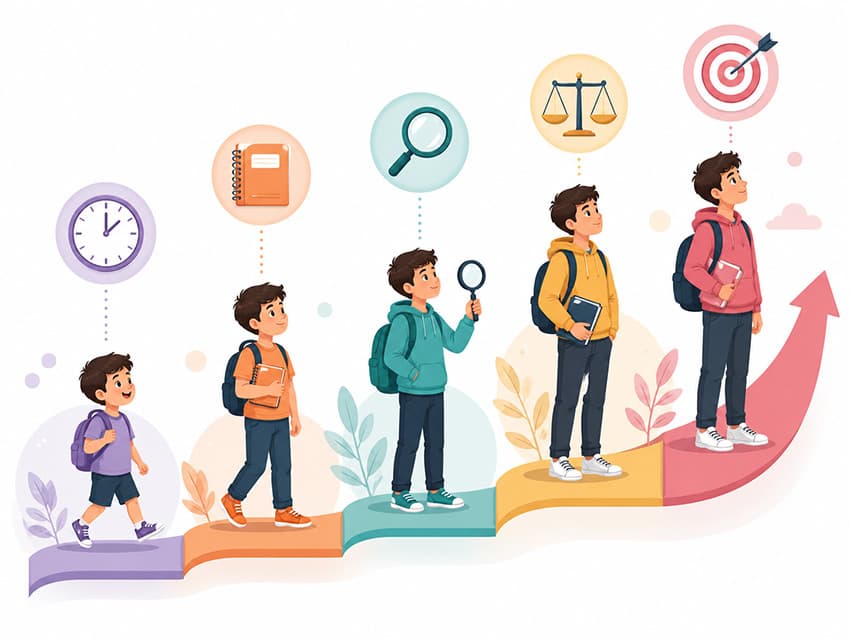 Yaşa göre öğrenci alışkanlıkları ve ebeveyn desteği infografiği