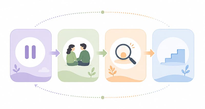 Sınav öncesi panik anında uygulanacak dört adımlı ebeveyn protokolünü gösteren infografik